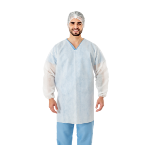 AVENTAL DESCARTÁVEL EM TNT, COM ABERTURA E FECHAMENTO POR TIRAS